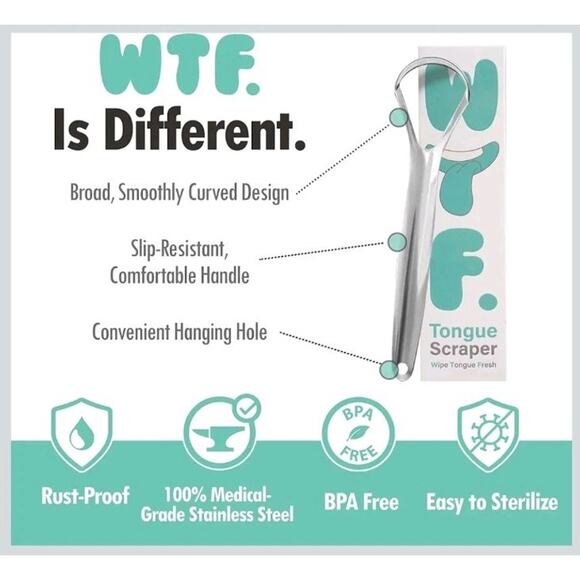 4 Pack Wipe Tongue Fresh Tongue Scraper 100% Stainless Steel Tongue s31 b2 - Picture 6 of 7